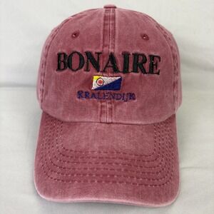 MG Bonaire Kralendijk Hat Unisex OS Burgundy Red Embroidered Souvenir Cap